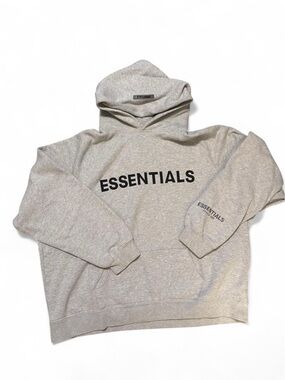 Essentials Heather Gray Pullover Hoodie with Black Logo FITS SIZE L